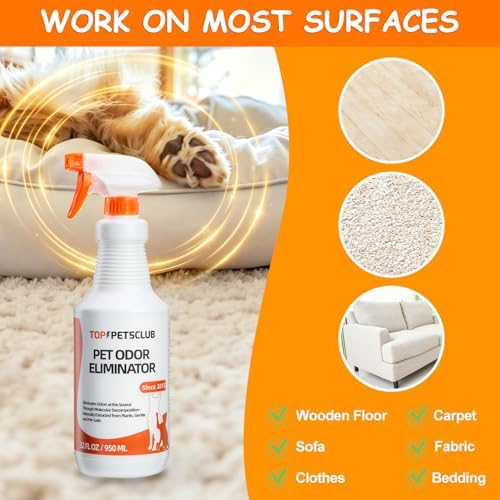 Pet Odor Eliminator for Home and Strong Smells, Plant Based Formula Dog & Cat Urine Odor Eliminator Spray, Pet Stain and Odor Remover for Carpet - 32 OZ Odorless