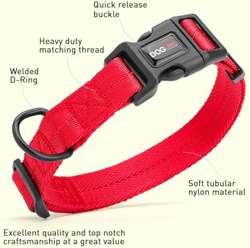 Dogline Red Nylon Collar (W: 3/4" L: 13"-20")