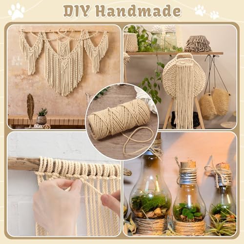 Natural Sisal Cat Rope for Posts, 1/6in ×164ft, Original Color