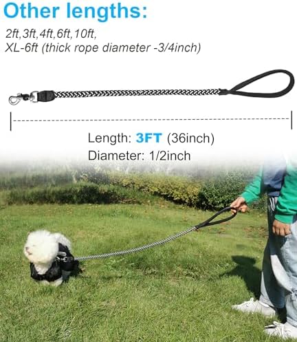 Reflective Dog Leash 2/3/4/6/10ft Braided 1/2" Strong Nylon Rope