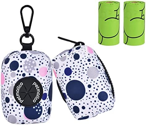 Petmolico Dog Poop Bag Holder Dispenser 2 Pack, Blue Dots