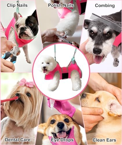 Kkiimatt Dog Grooming Hammock, Small Dog Hammock for Nail Trim, Hanging Harness for Claw Care,Grooming Sling Holder Hanger with Thick Fabric Neck Support Wide Strap Restraint