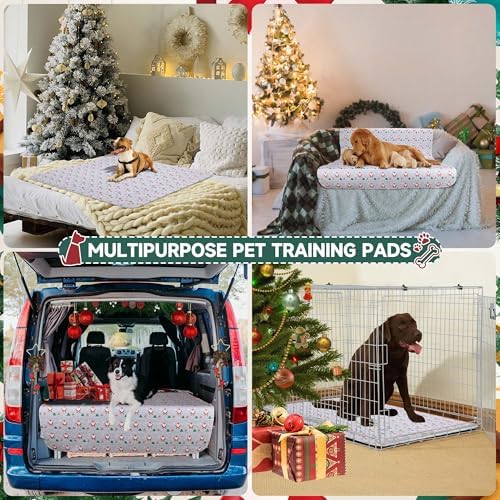 Aitmexcn Christmas Washable Pee Pad for Dogs, 2PCS 48x48in Xmas Super Absorbent Reusable Puppy Pads Pet Training Pads, Waterproof mats for Playpen, Crate, Whelping Box, Potty Training