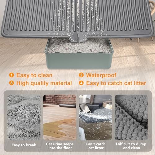 UPSKY Large Cat Litter Mat 31" x 24 Waterproof and Washable, Soft on Paws