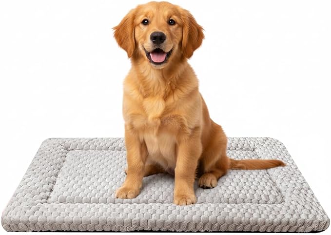 Dog Bed mat Machine-Washable Dog cage mat Light Brown（30x20x1.5in） | Soft reversible design with non-slip bottom, machine washable, lightweight, ideal for crates, travel, and home