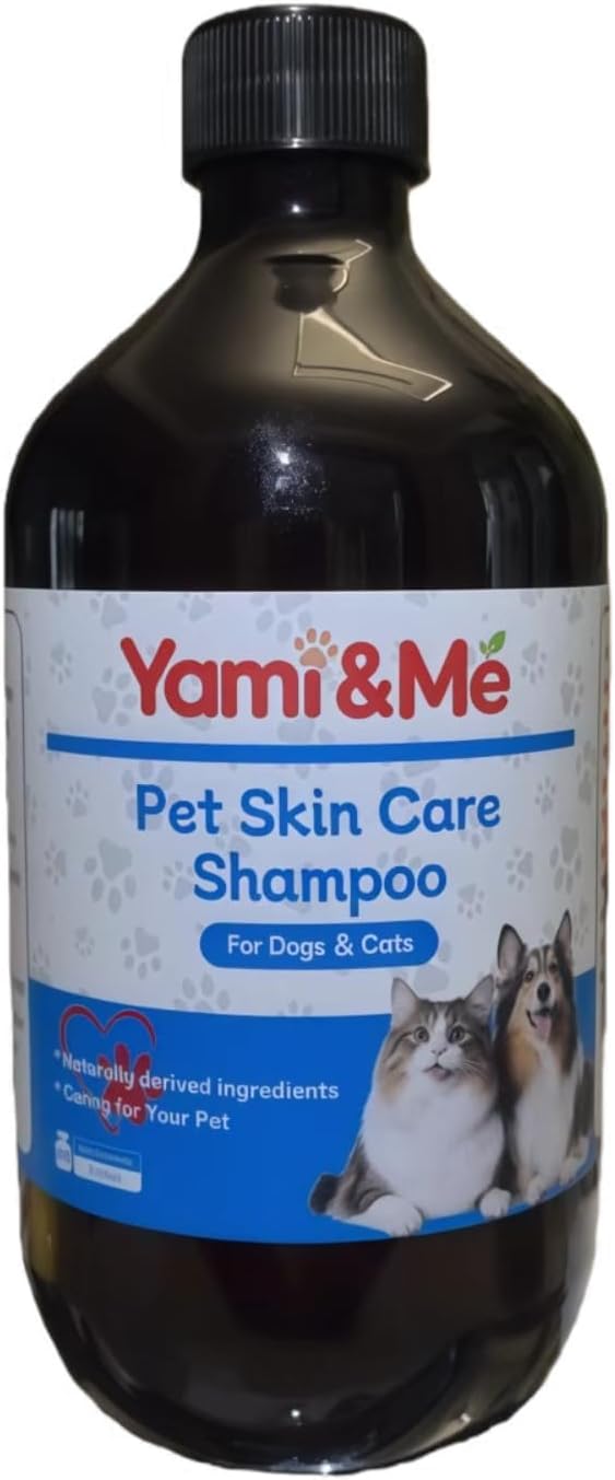 Yami&Me Pet Shampoo for Dogs & Cats – Gentle Skin Soothing Bath Cleanser with Aloe Vera & Oatmeal, Relieves Itchiness and Dry Skin (500ml / 16.9 fl oz)