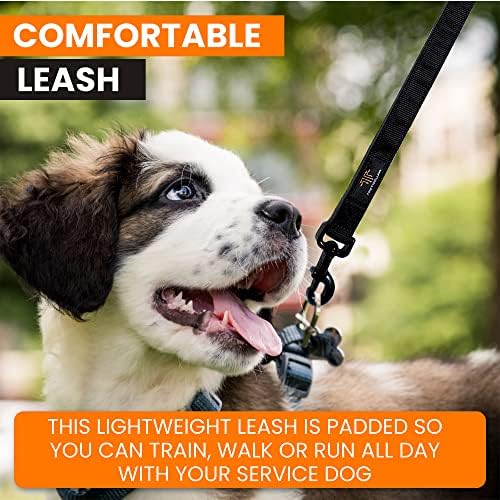 Tacticollar - Service Dog Leash, Strong Nylon Leash, Soft Neoprene Padded Handle, Embroidery (4ft Length x 1in Width)