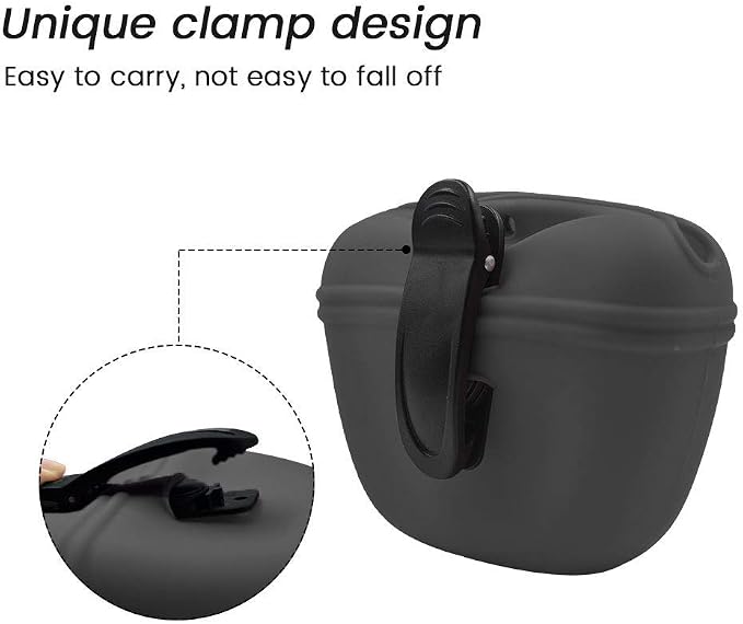 AUDWUD Silicone Dog Treat Pouch with Clicker Magnetic Closure Secure Clip | Upgraded clip keeps your treat pouch secure during training.Magnetic closure allows fast one hand access.Includes dog click