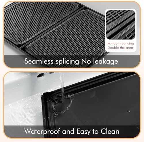 2Pack Cat Litter Box Step, Cat Litter Catcher, Expandable Interlock Litter Mat, Washable Easy Clean, Waterproof & Urine Proof, Black