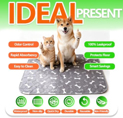 Puppy Pee Pads with Pheromones Reusable Puppy Potty Pads for Dogs Washable Puppy Pee Pads for Cats Leakproof & Odor Control Non-Slip Puppy Training Pads for Home Travel Brown M