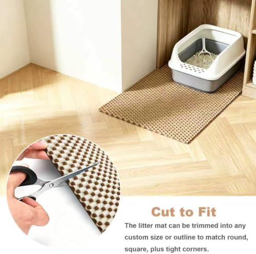 Cat Litter Mat, 40" x 28" Trap Mat for Litter Box, Cut‑to‑Fit for Any Space