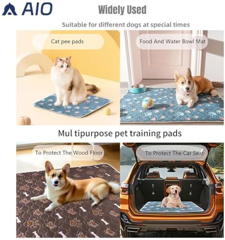AIO Pet Urine pad Washable Pee Pads for Dogs Anti-Slip Waterproof 2-Pack Reusable Puppy Pads for Potty Training Heavy Absorbency Prevent Leakage Reusable Training Dog Pads 27.6*39.37inch Brown Claws