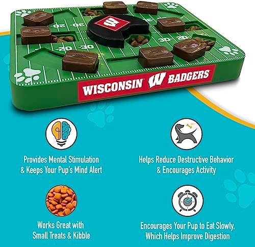 Pets First NCAA Wisconsin Badgers Puzzle Toy, Puzzle Treat Dog Toy, Interactive Dog Treat Toy, Dog Puzzle Feeding Slow Toy
