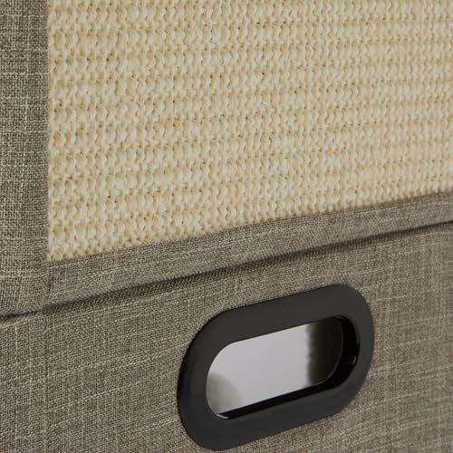 Amazon Basics 2-Cube Cat House with Sisal Scratch Pad and Dangle Toy, Grey