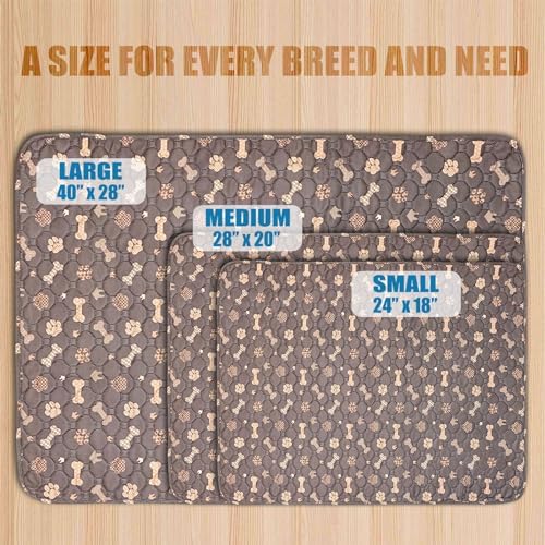 Washable Pee Pads for Dogs - 2 Pcs 20"x28" Brown Superior Reusable Puppy Pet Training Pad - Waterproof Dog Pee Pad Protects Against Urine Leakage Non-Slip Grip Prevents Slipping & Bunching