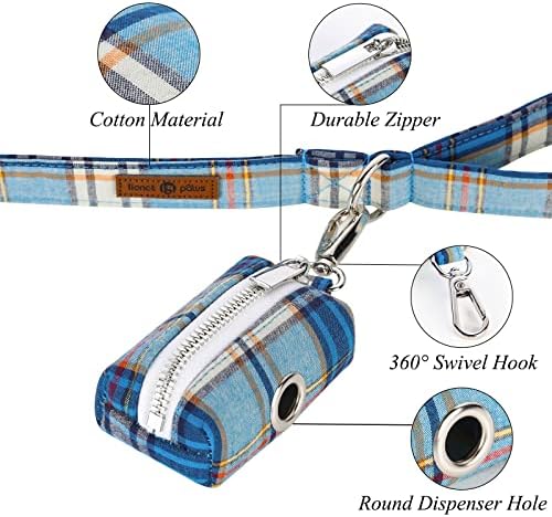 Lionet Paws Cute Dog Poop Bag Holder with Dog Poop Bag for Leash, Cotton Dog Bag Dispenser, Matching Dog Collar