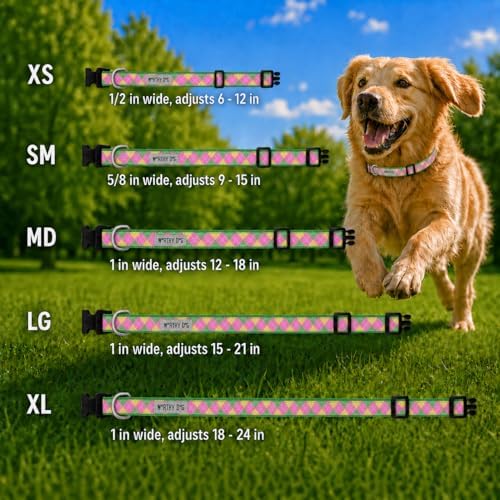 THE WORTHY DOG Summer Print, Adjustable Dog Collar, Large Dogs, Argyle