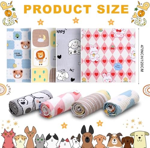 4 Pack Whelping Pads for Dogs, Round Whelping Pads Washable and Waterproof ,Reusable Pet Pee Pads Puppy Training Pad Whelping Floor Pad Whelping Supplies for Dogs (48", Square,Plaid)