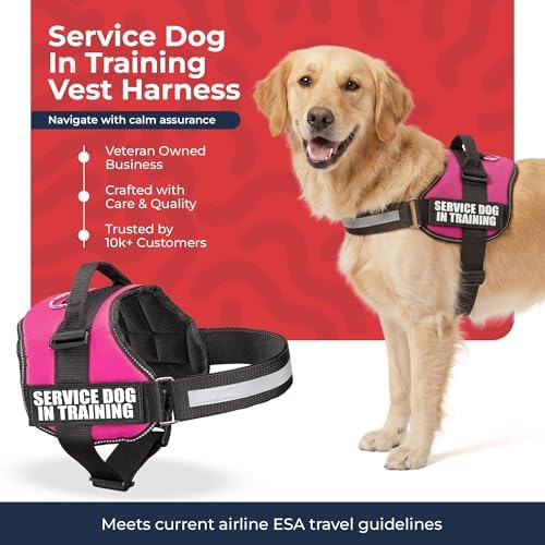 Industrial Puppy Service Dog in Training Vest Harness, XL 30-39 in Pink