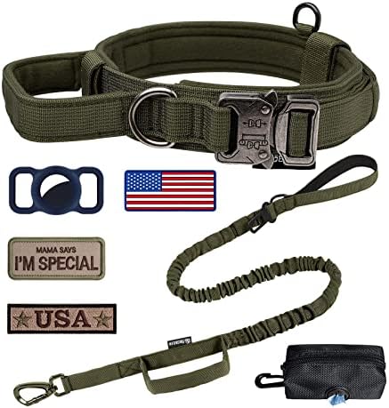 Tactical Dog Collar and Leash Set with Handle for Large Dogs