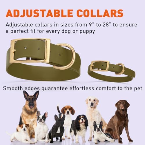 Viper Biothane Heavy Duty Waterproof Dog Collar Strong Coated Nylon Webbing w/Solid Brass Hardware Odor-Proof Easy to Clean High Performance Fits Small Medium or Large Dogs, Olive Drab Green