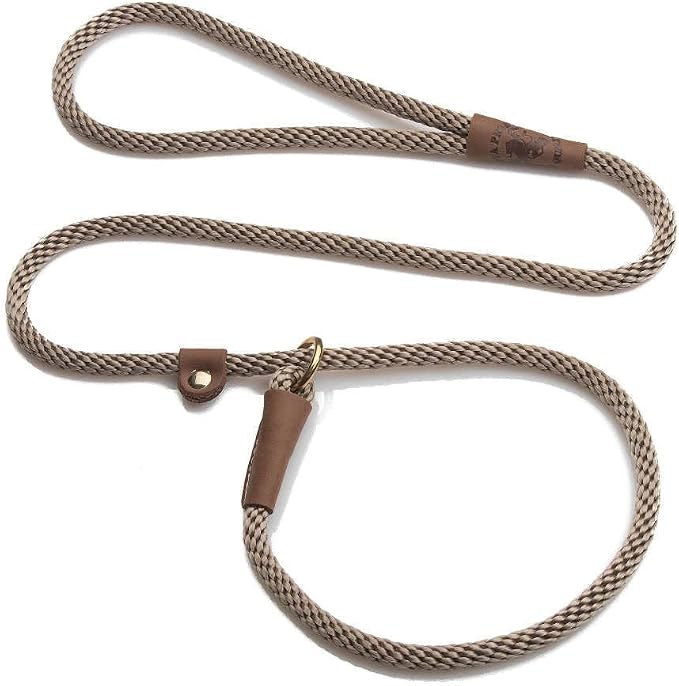 Mendota Pet Slip Leash - Dog Lead and Collar Combo - Made in The USA - Tan, 3/8 in x 6 ft - for Small/Medium Breeds