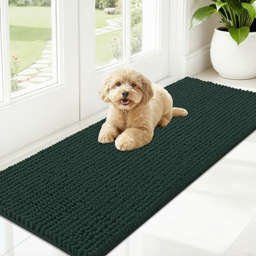 OLANLY Dog Door Mat for Muddy Paws 59x20, Extra Absorbent Chenille Mud Mat