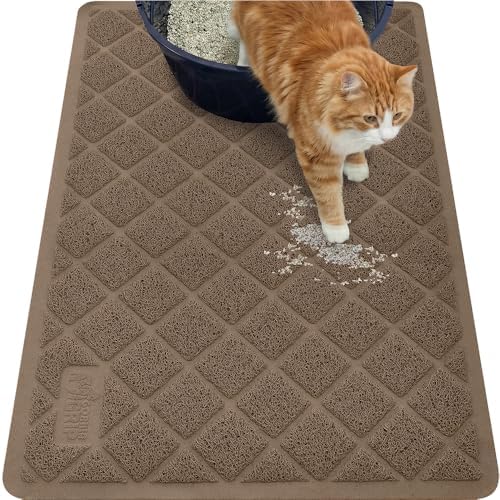 GORILLA GRIP Cat Litter Box Mat, Coiled Mesh Trapping Mats, 35x23 Brown