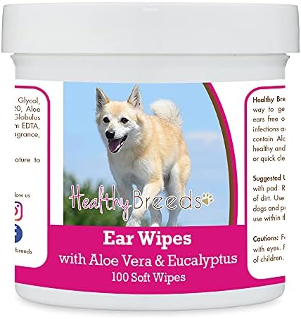 Healthy Breeds Norwegian Buhund Ear Cleaning Wipes with Aloe & Eucalyptus for Dogs 100 Count