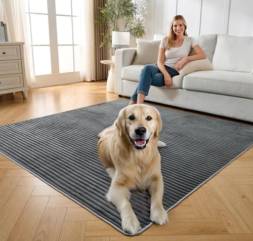 FunFurry Flannel Washable Pee Pad for Dogs - 1 Pack Reusable Dog Pee Pads Extra Large, Fast Absorb Pet Playpen Mat with Non-Slip Back, Waterproof Puppy Training Pad. (Dark Grey, 72" X 72")