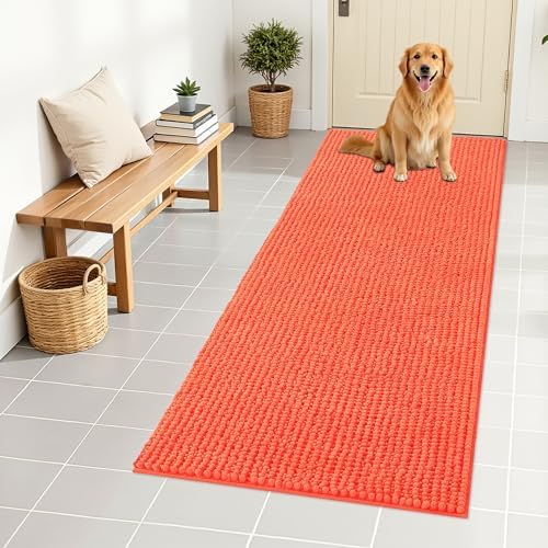 OLANLY Dog Door Mat for Muddy Paws 59x24, Extra Absorbent Chenille Mud Mat