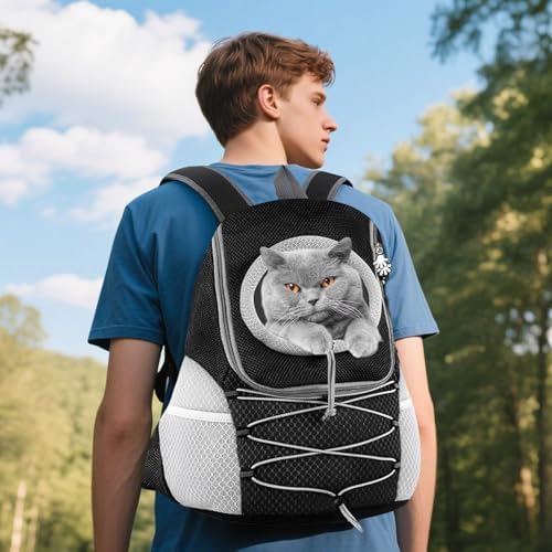 PETCUTE Cat & Dog Chest Carrier Backpack,Adjustable Pet Carrier Backpack with Safety Belt and Removable Waterproof Bottom,Ventilated Dog Travel Carriers for Small Dogs,for Outdoor Hiking Travel Use S
