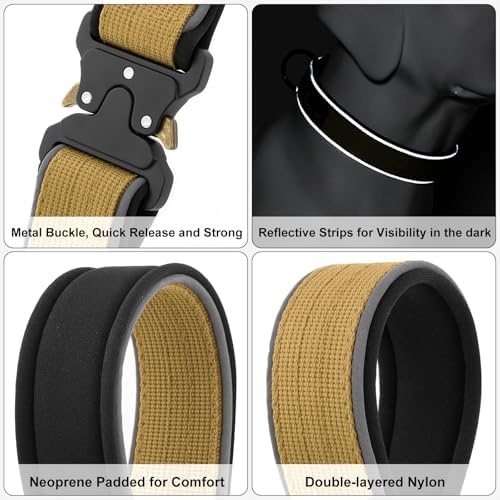 Plutus Pet Tactical Dog Collar, Reflective, for Small Medium Large Dogs