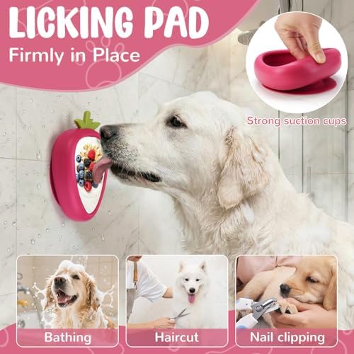 Freeze Dog Lick Bowl, Animire Non-Slip Slow Feeder Lick Mat for Dogs, Silicone Dog Enrichment Bowl for Distraction Anxiety Relief Boredom, BPA Free, Dishwasher Safe(Rose,S)