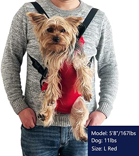 Leconpet Pet Carrier Backpack, Legs Out Adjustable Pet Front Cat Dog Carrier Backpack, Easy-Fit Dog Travel Backpack Carrier for Hiking Camping for Small Medium Puppies Cats (L, Red)