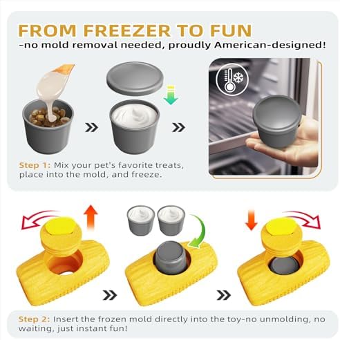 2 Pack Dog Toys for Aggressive Chewers – Interactive Indestructible Dog Toys to Keep Them Busy – Frozen Treat Toy for Large & Medium Dogs, Reduces Anxiety, Tree Stump & Corn Shapes