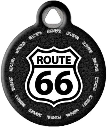 Route 66 Personalized Pet ID Tag for Dogs and Cats, Silent Polymer Coated Stainless Steel Nametag with Customized Identification Information - Large 1.25" Diameter