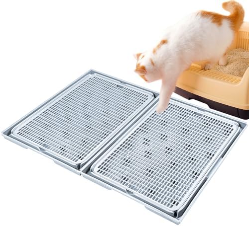 2Pack Cat Litter Box Step, Cat Litter Catcher, Expandable Interlock Litter Mat, Washable Easy Clean, Waterproof & Urine Proof, Grey