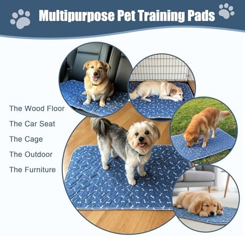 Puppy Pee Pads with Pheromones,Washable and Reusable Pee Pads for Dogs,Waterproof and Leak-Proof,Non-Slip Base Training Pads Suitable for Home,Travel and Dog Crates(Gray Paw,L:35.4*31.5in)