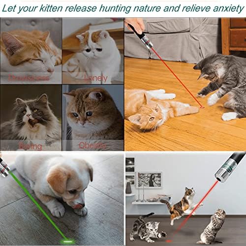 MEUSNO 3 Pack Cat Laser Pointer Toy, Red Green Cat Laser Pointer for Cats Dogs Indoor Chaser Cats Dog Pet Laser Toy Laser Light Pointer, Small Laser Pet Toy Geese Deterrent
