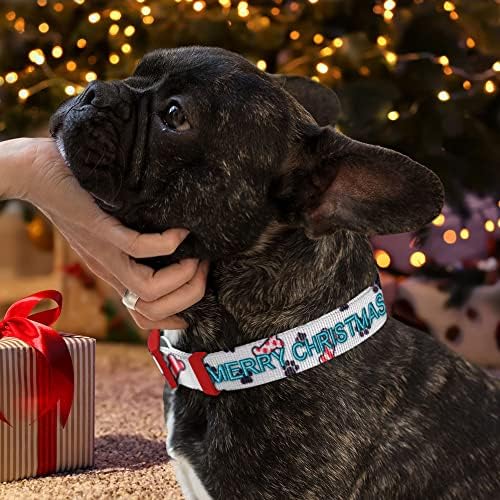 Pawtitas Personalized Dog Collar Dog Soft Adjustable Puppy Collar Customizable Embroidered add Pet Name Phone Number or Phrase Small Dog Christmas
