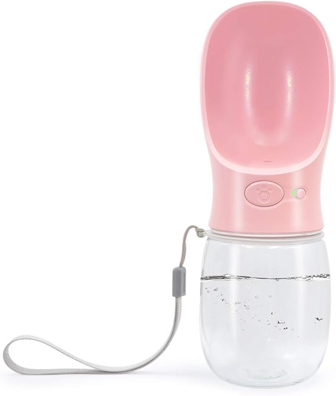 Portable Dog Water Bottle for Walking,2.76" Big Trough Leak Proof Pet Water Bottle for Small Cat Puppy, Safe and Durable Non BPA Dog Drinking Water Bottle for Outdoor Hiking-Pink