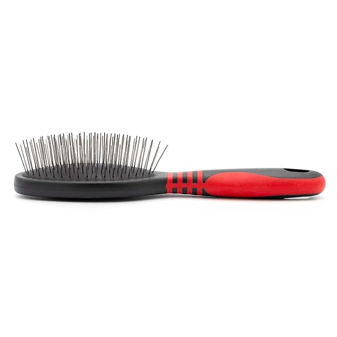 Jeffers Pet Single Sided Pin Brush for Dogs Cats Horses, Patented Pin Pad, Durable Bristles, Detangling Grooming Brush for Medium to Long Hair, Smooth Finish, Tangle Free Coat, Travel Size - Medium