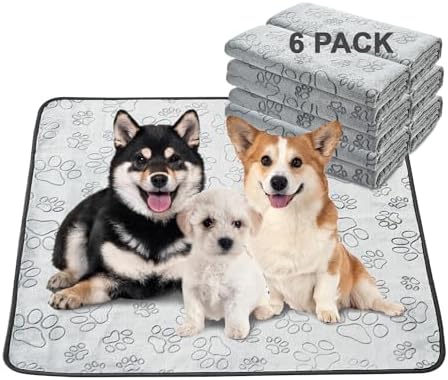Qeils Reusable Puppy Pads, Washable Pee Pads, Leakproof 34"x 36" 6 Pack