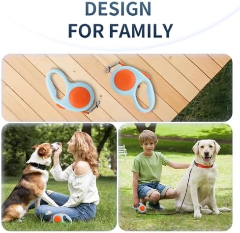 Retractable Dog Leash for Small Medium Dogs with Anti-Slip Soft Grip, 360° Tangle Free, 10 ft Strong Nylon Tape, One-Handed Brake, Pause, Lock (Orange)