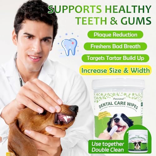 Petstoral Dental Care Wipes for Dogs and Cats, 50 Count