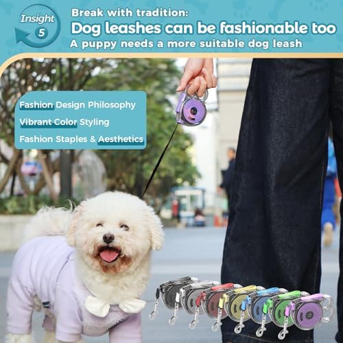 10 ft Retractable Dog Leash for Tiny & Small Dogs, Puppies, Cats