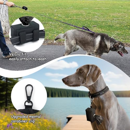 Wagtime Club Dog Poop Bag Holder for Leash (Black 2 Packs)