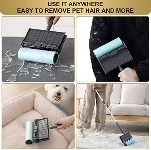 Fedicelly Lint Rollers Pet Hair Extra Sticky Floor with Long Handle,Large Cat Dog Hair Remover Laundry Clothes Carpet Furniture,6.3 inches Wider with 640 Sheets Giant Lint Remover Brush for Couch