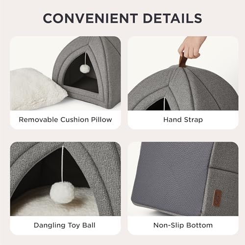 Bedsure 2in1 Cat Beds for Indoor Cats Cave for Kitten with Washable Pillow